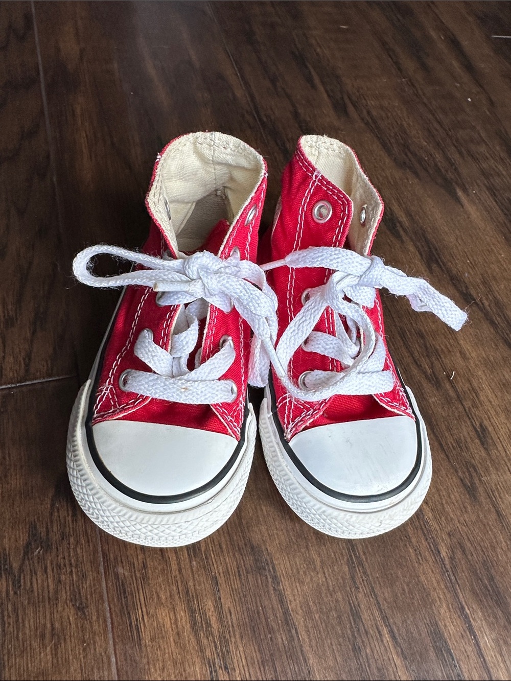 Converse Kids Red High-Top Canvas Sneakers with White Laces